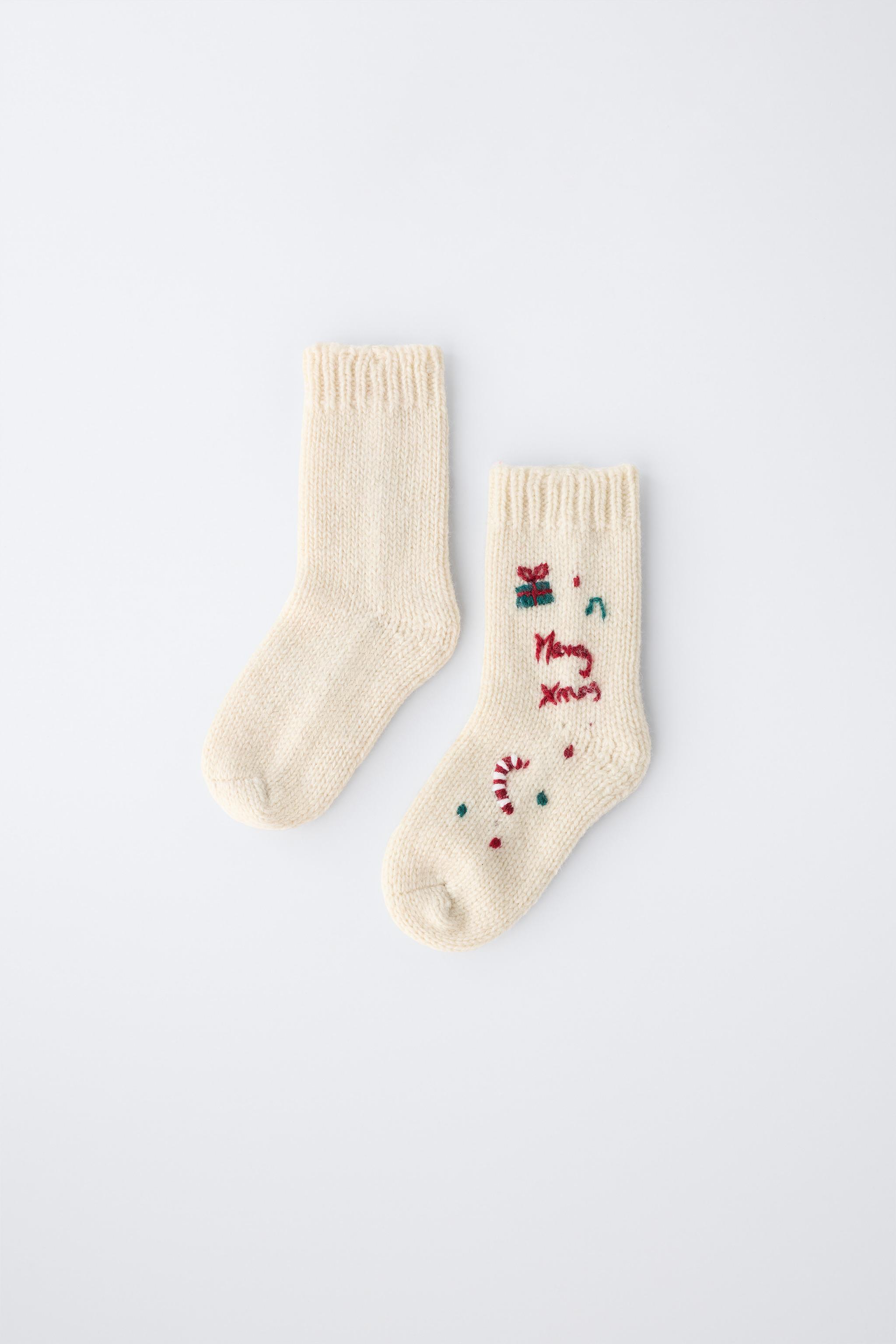 6-12 MONTHS/ EMBROIDERED WOOL SOCKS